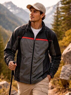 Adidas Climaproof Windbreaker Jacket Gray Black Size L Golf Rain Shell Outdoor